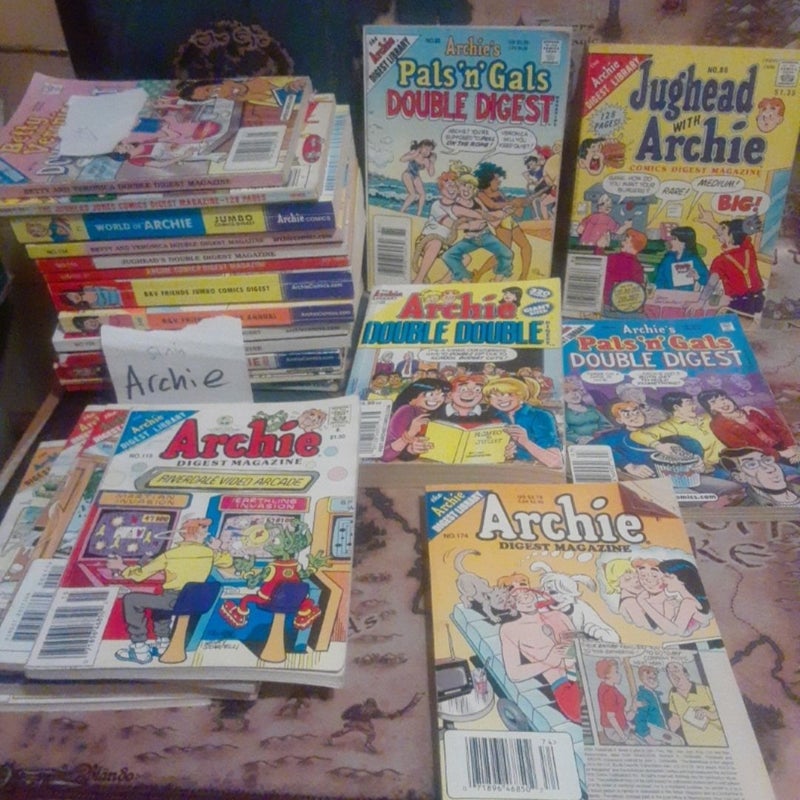 27 poor condition ARCHIE digest comic book lot , Betty and Veronica,  Jughead 