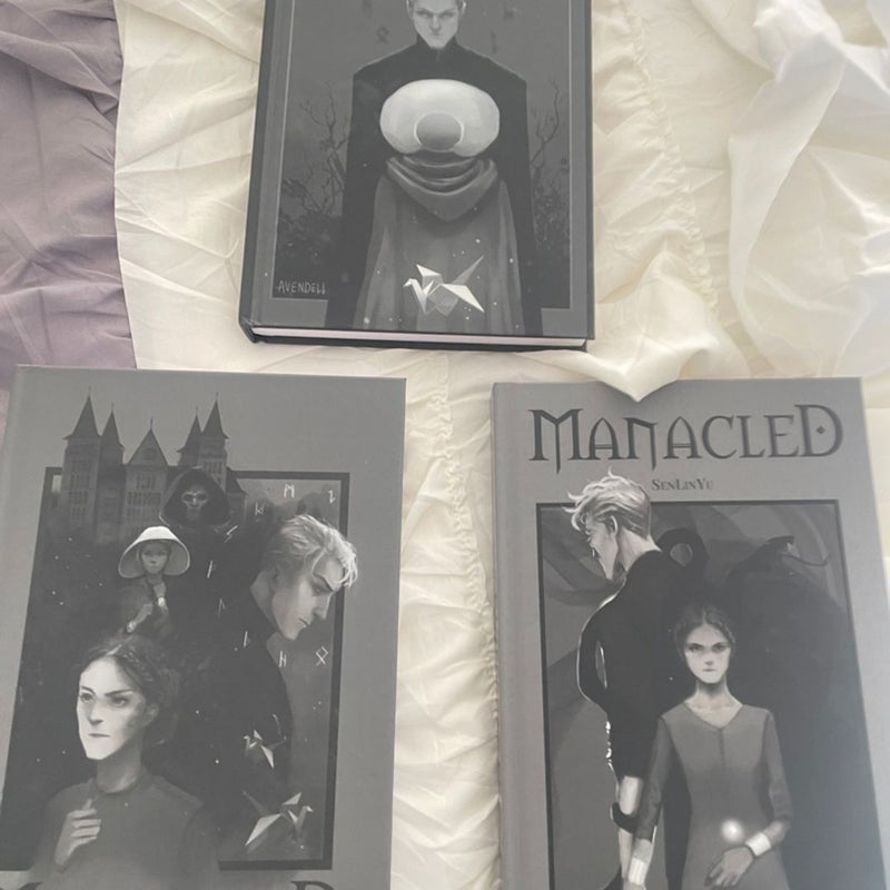 Manacled 3 volume hand bound books 