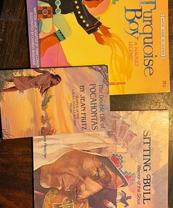 3 book bundle Turquoise Boy, The Double Life of Pocahontas, & Sitting Bull