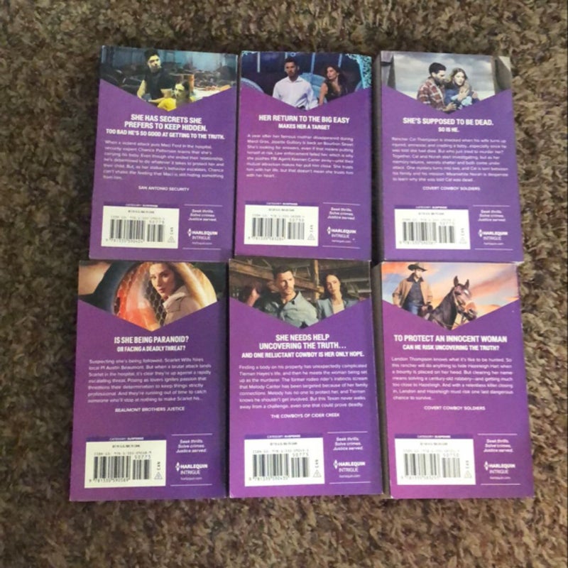 Lot of 6 Harlequin Intrigue Romances Large Print