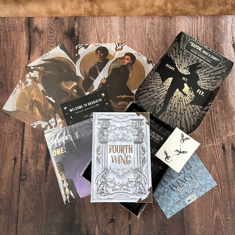 Bookish Box Fourth Wing reprint with Overlays with promo box