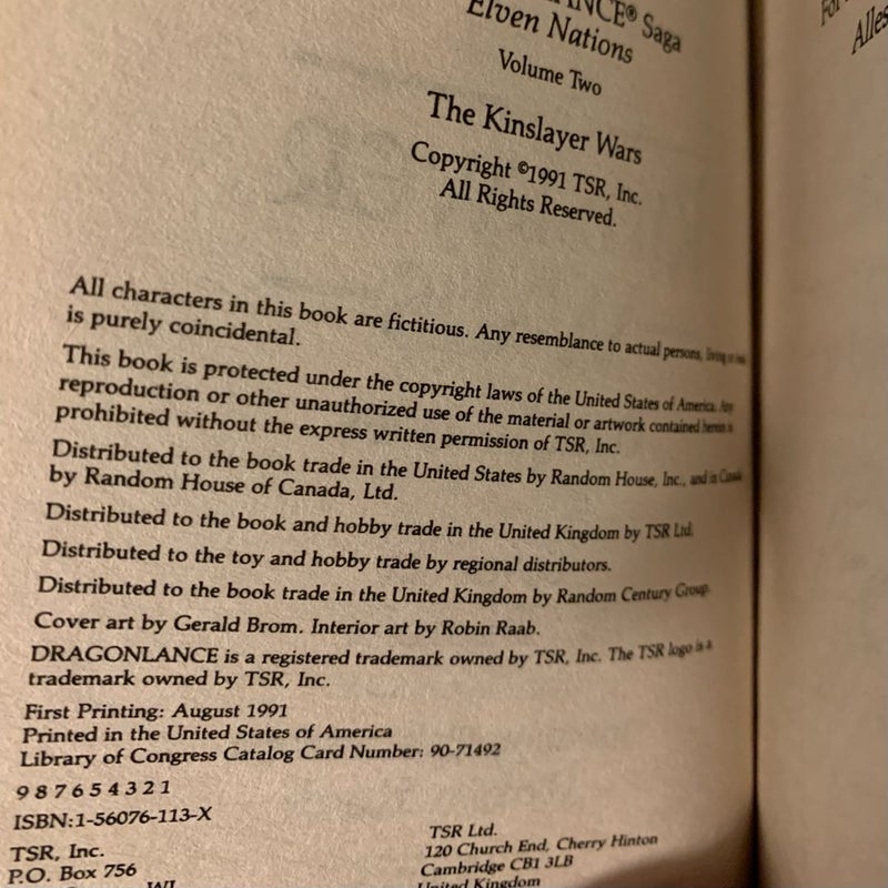 Vintage 1991 First Edition DragonLance: Complete Elven Nations Trilogy Set: Firstborn, The Kinslayer Wars, The Qualinesti