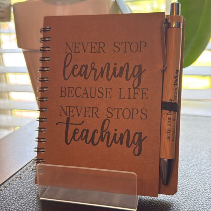 Notebooks & Pens!  Small inspirational matching notebooks and pens.