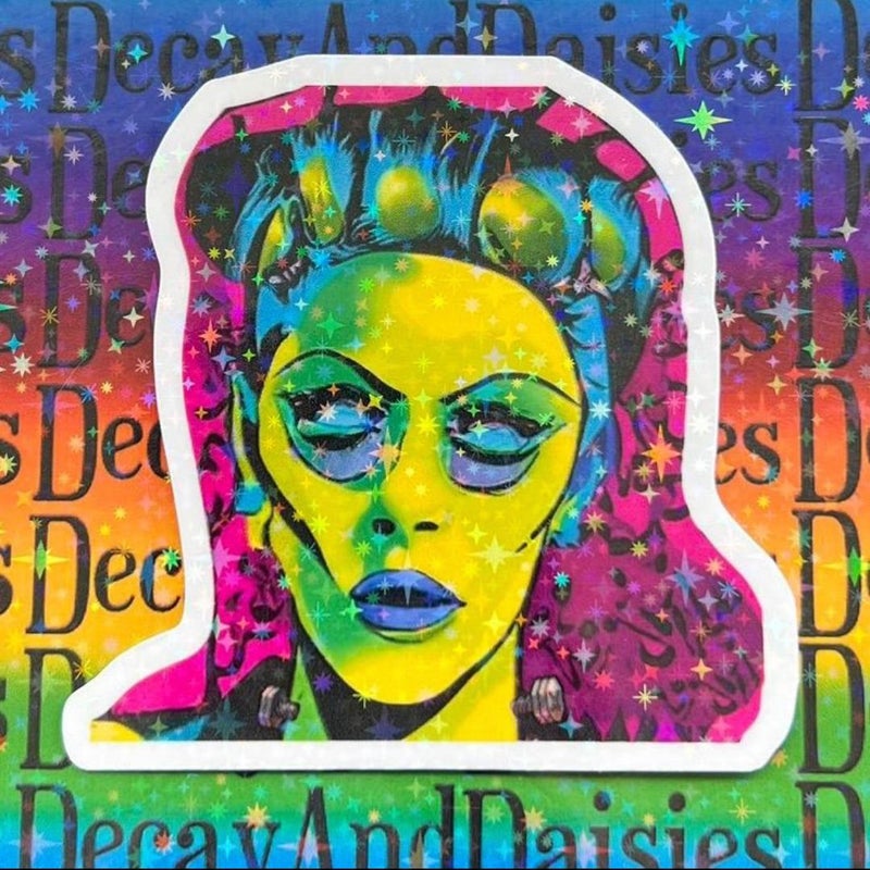 Inspired Rosie Riveter X Bride of Frankenstein Holographic Sticker