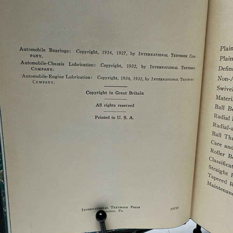 Automobile Bearings & Lubrication #126B, 1934, International Textbook Co