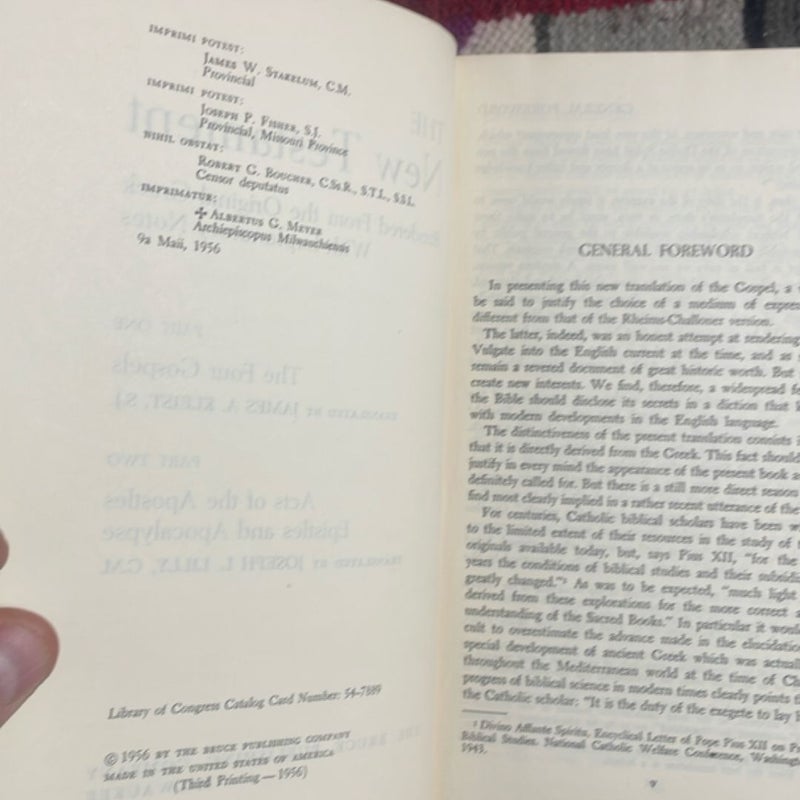 The New Testament: Rendered from the Original Greek With Explanitory Notes (1956 Kleist and Lilly Translation)