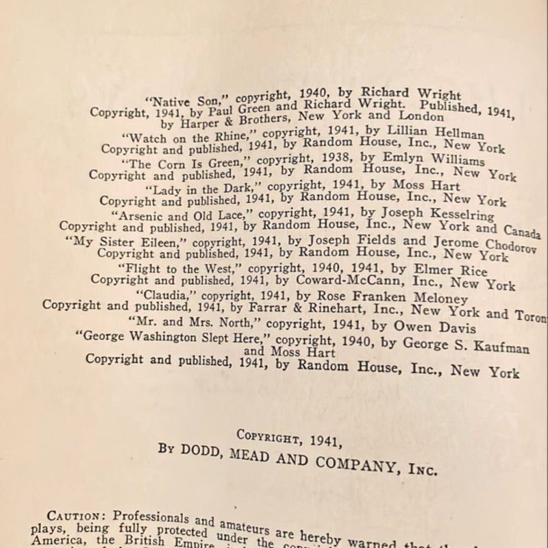 The Best Plays of 1940-1941