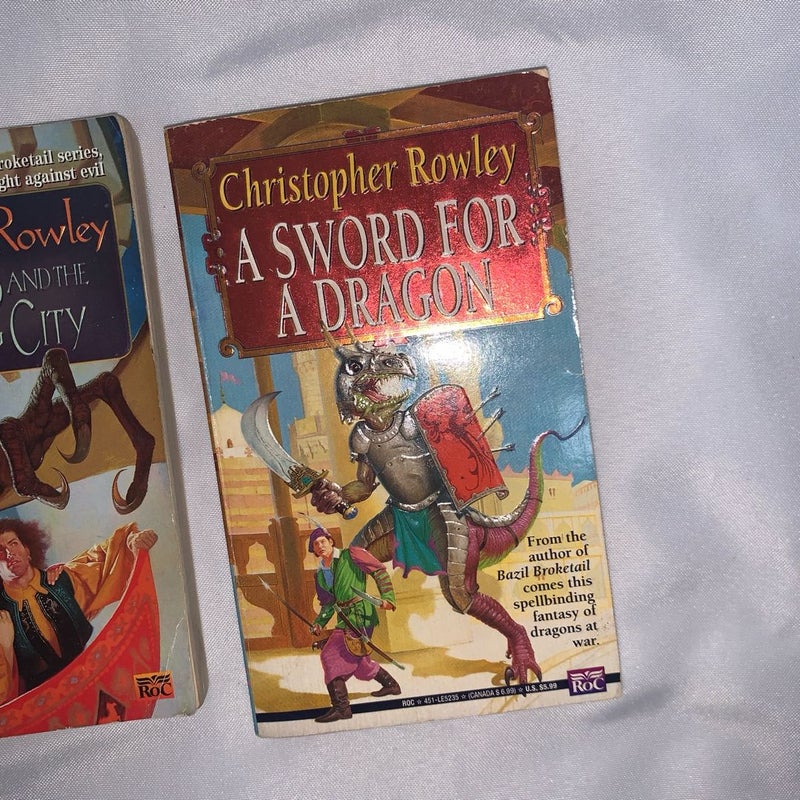 Christopher Rowley Dragon Ultimate Book lot of 3 science fiction, vintage books Wizard and the Floating City