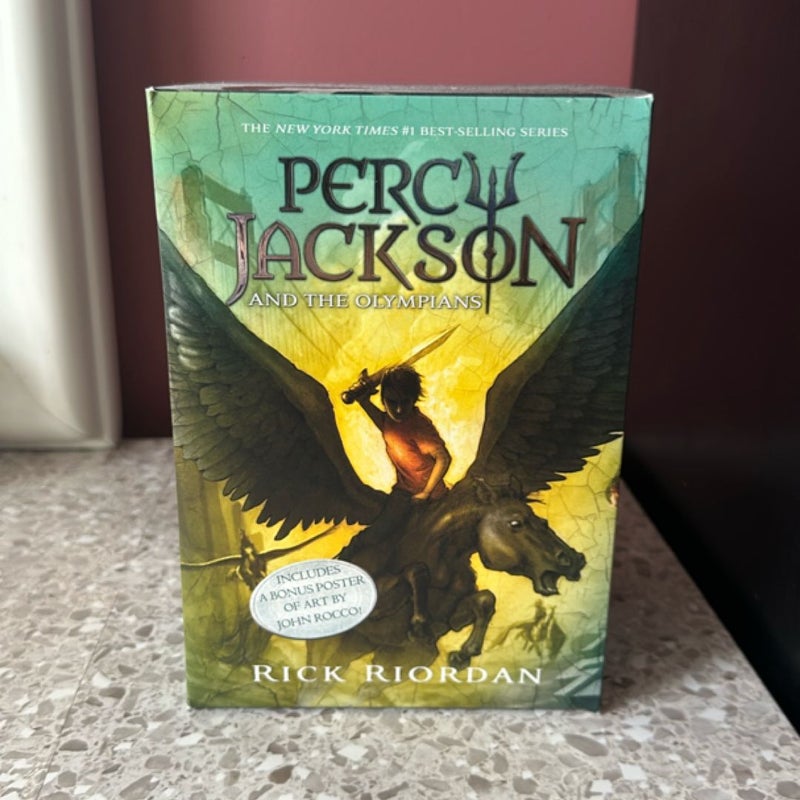 Percy Jackson and the Olympians 5 Book Paperback Boxed Set (new Covers W/poster)