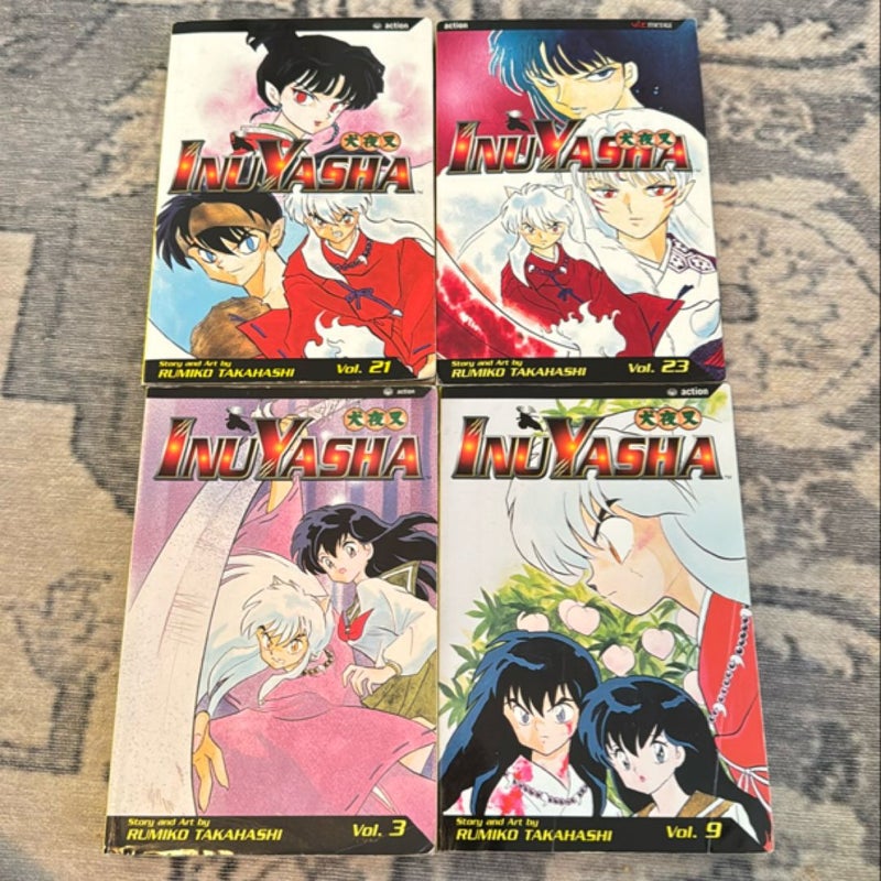 Inuyasha, Vol. 3, 9, 21 & 23 manga lot