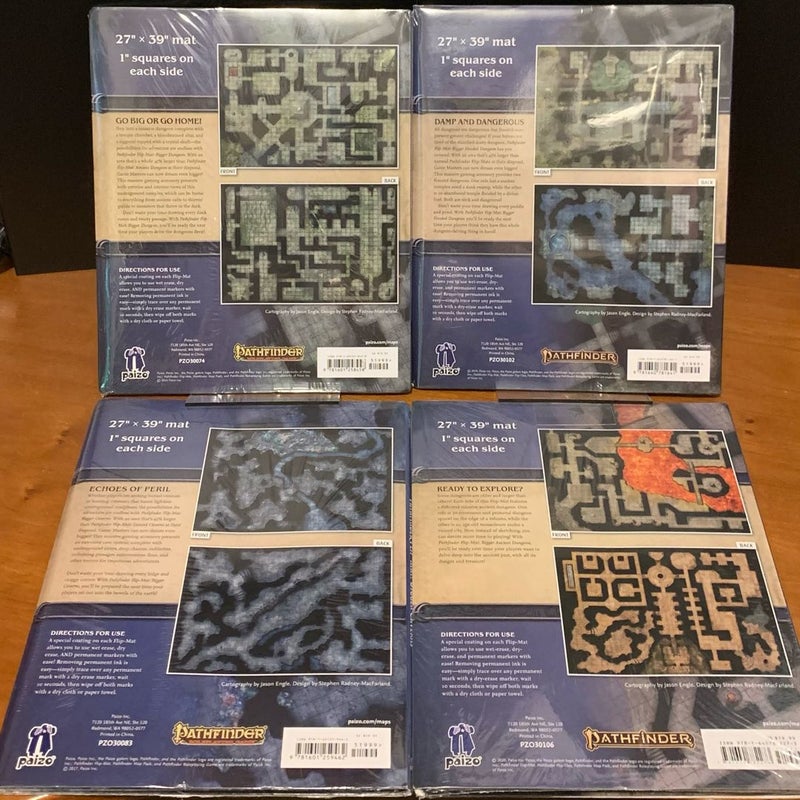 Pathfinder Flip-Mat Lot: Bigger Dungeon, Flooded, Ancient, Caverns, NEW in wrap