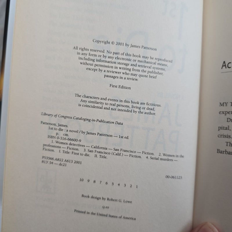 1st to Die *First Edition*