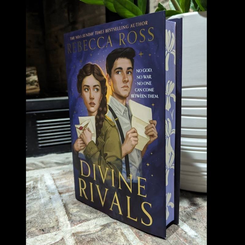 Divine Rivals by Rebecca Ross with Stenciled/ Sprayed Edges UK Dust Jacket