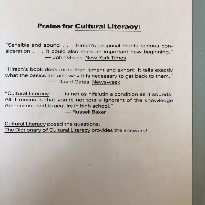 The Dictionary of Cultural Literacy