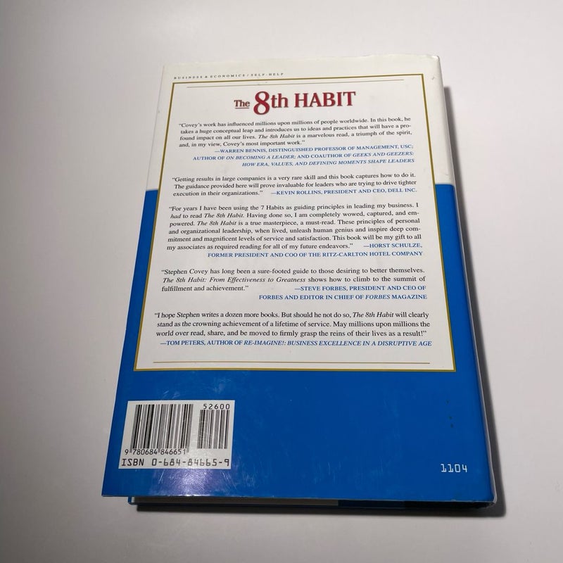 The 8th Habit: From Effectiveness to Greatness - Hardcover - USED GOOD