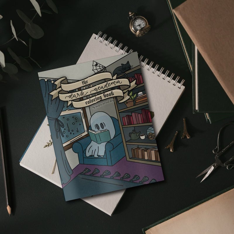 The Dark Academia Coloring Book, by Serafine Art and Design