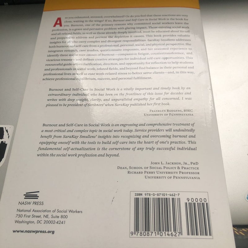 Burnout and Self-Care in Social Work by SaraKay Smullens, Paperback |  Pangobooks