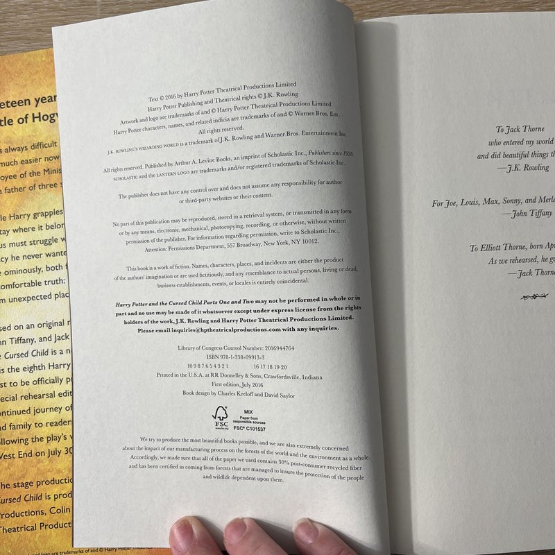 Harry Potter and the Cursed Child Parts One and Two (Special Rehearsal Edition Script)