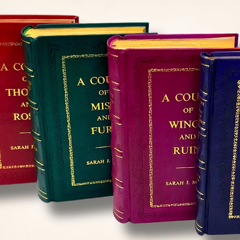Leather-Bound Book Set: A Court of Thorns and Roses Series by Sarah J. Maas – Includes A Court of Thorns and Roses, A Court of Mist and Fury, A Court of Frost and Starlight, & A Court of Silver Flames
