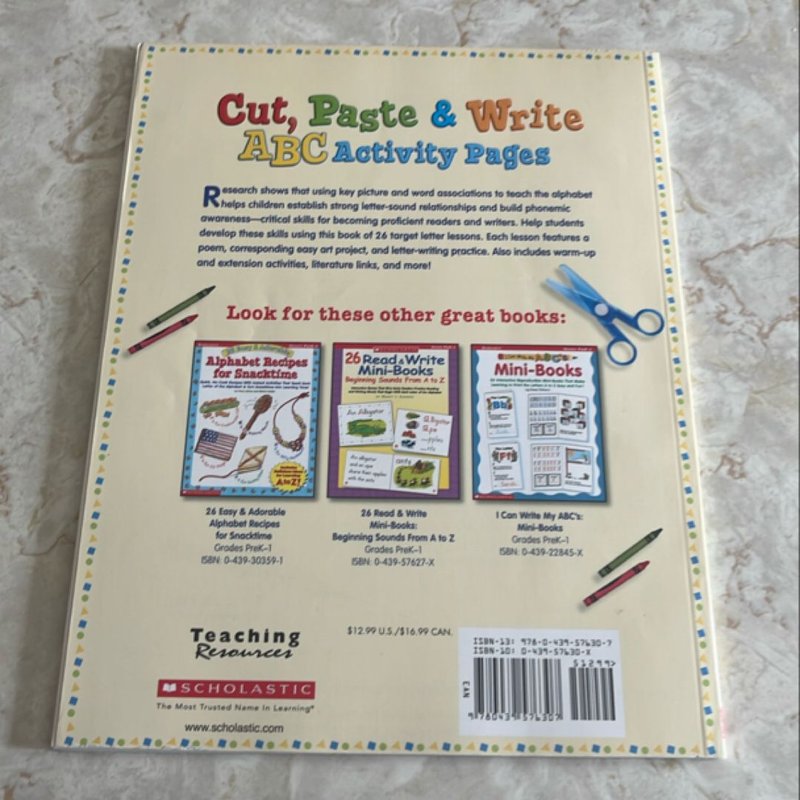 Cut, Paste and Write ABC Activity Pages by Tracy Jarboe, Stefani Sadler