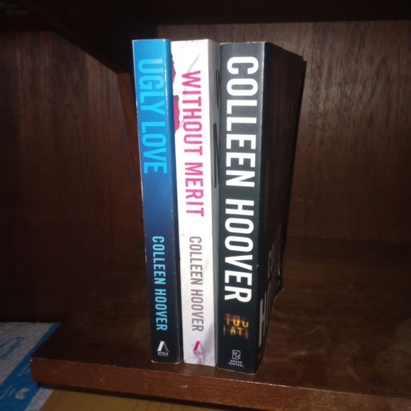 Colleen Hoover book bundle - Ugly Love, Without Merit, Too Late, Never Never, and Confess