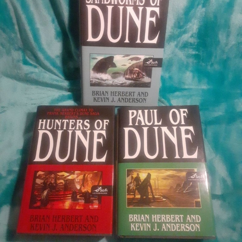 Dune Series Hardcover Book Lot, Hunters Of Dune, Sandworms Of Dune, Paul Of Dune