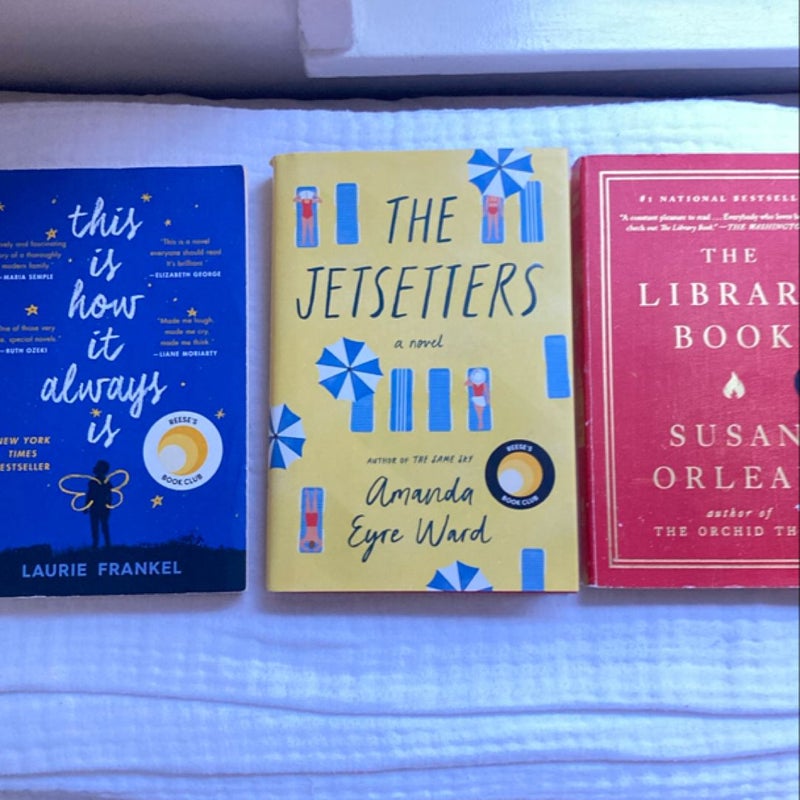 Reese’s Book Club Bundle: The Library Book, The Jetsetters, This Is How It Always Is