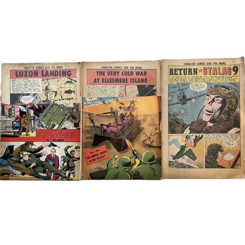 Vintage Fightin Army Navy Air Force Charlton Comics 1960s Lot of 3 Damaged READ