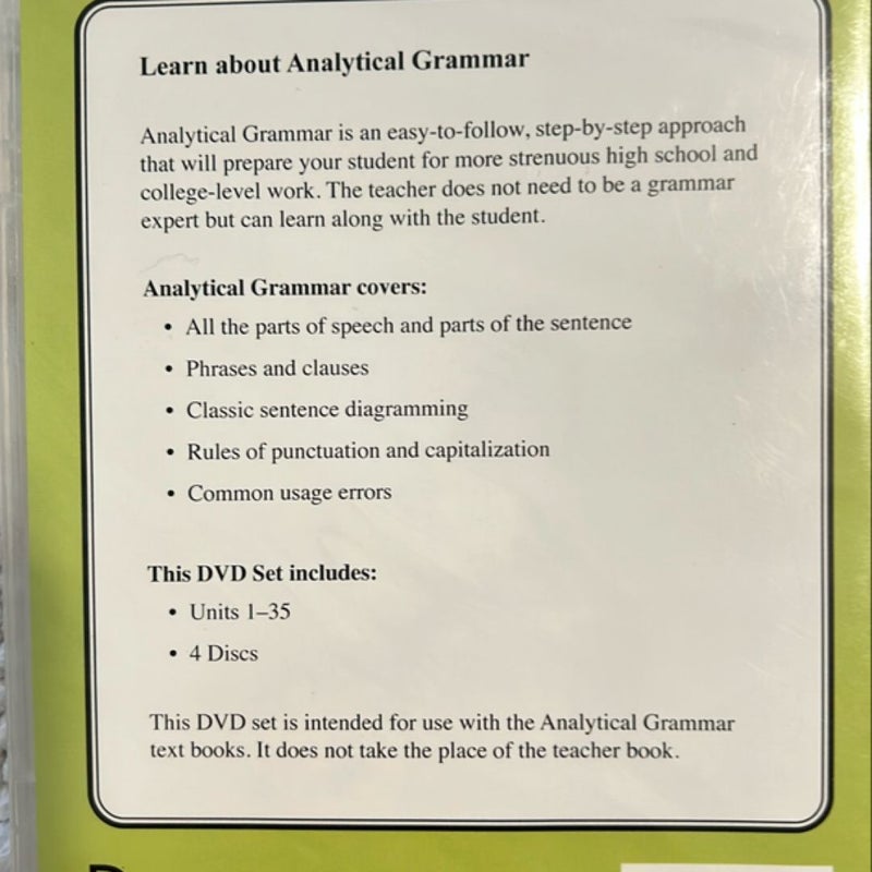 Analytical Grammar (Companion DVD)