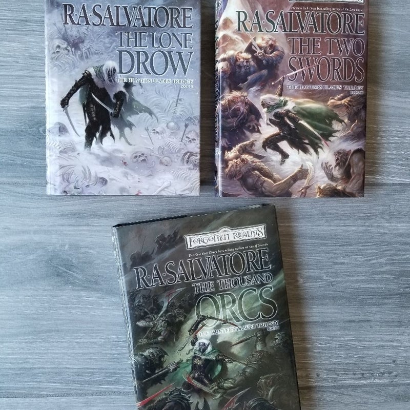 (3) D&D FORGOTTON REALMS “THE HUNTER'S BLADES” TRILOGY R.A. SALVATORE 1ST ED. HC