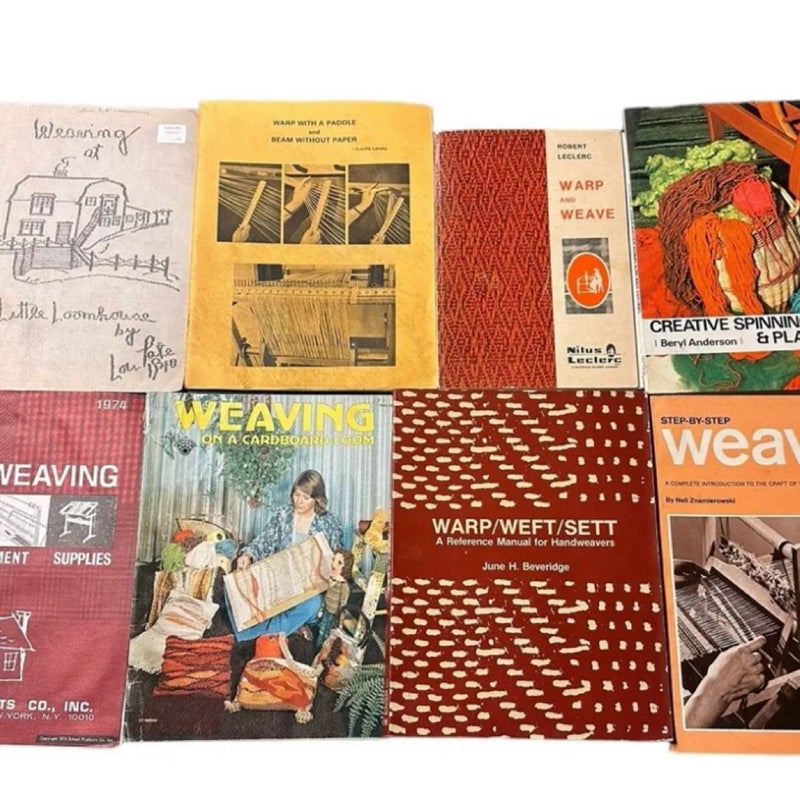 Lot of 8 Vintage Books Hand Weaving, Pile Weaving, Free Weaving , Warp, Weft