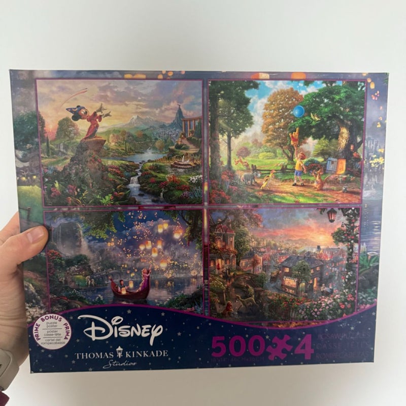 Thomas Kinkade Disney 500-Piece Puzzle Set of 4 Puzzles