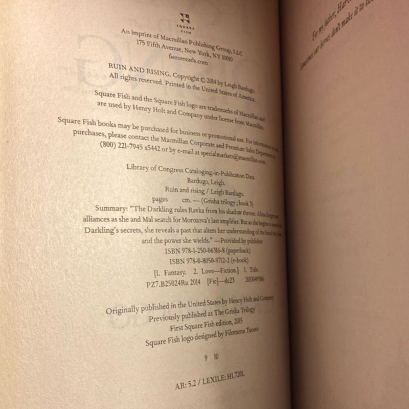 Ruin and Rising and Free Grishaverse Bookmark