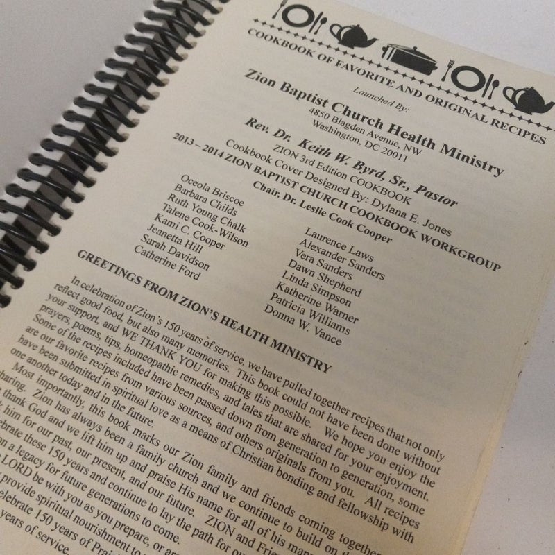Zion  Baptist  Church Celebrating 150 years 2014 Cookbook  3rd Edition 