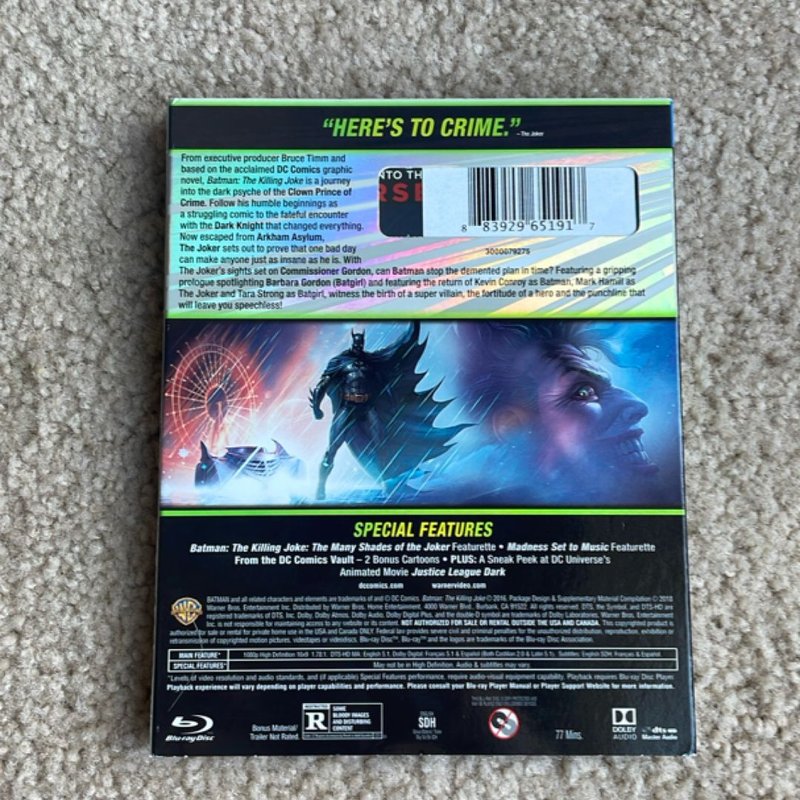 Batman The Killing Joke Blu Ray DVD