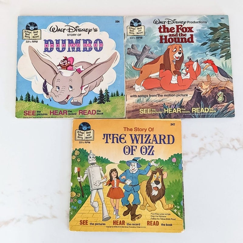 Vintage Walt Disney See Hear Read Bundle of 3 (RECORDS included)
