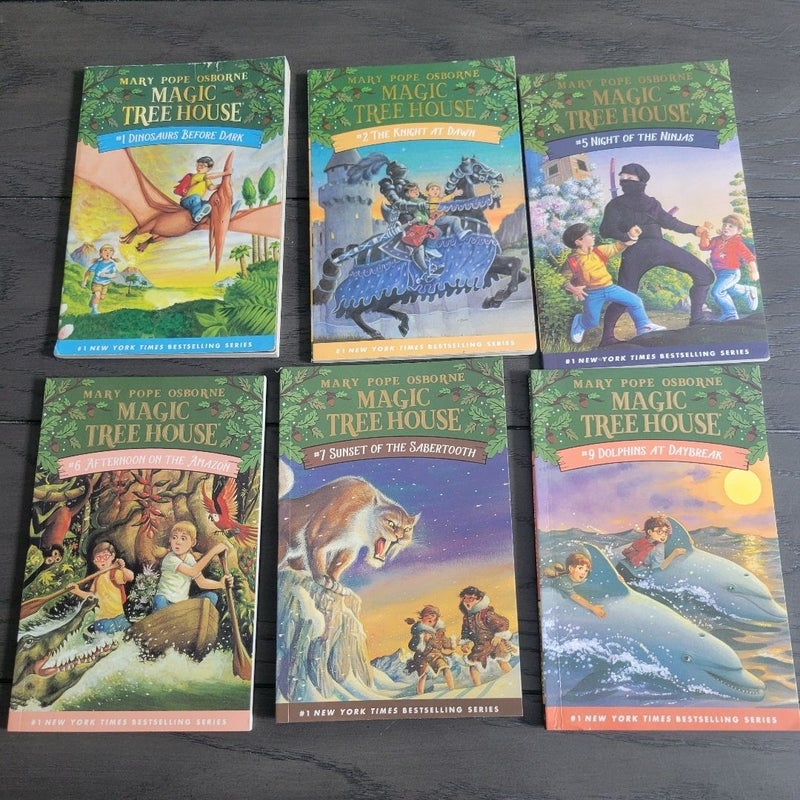 Magic tree house series books 1, 2, 5, 6, 7, 9