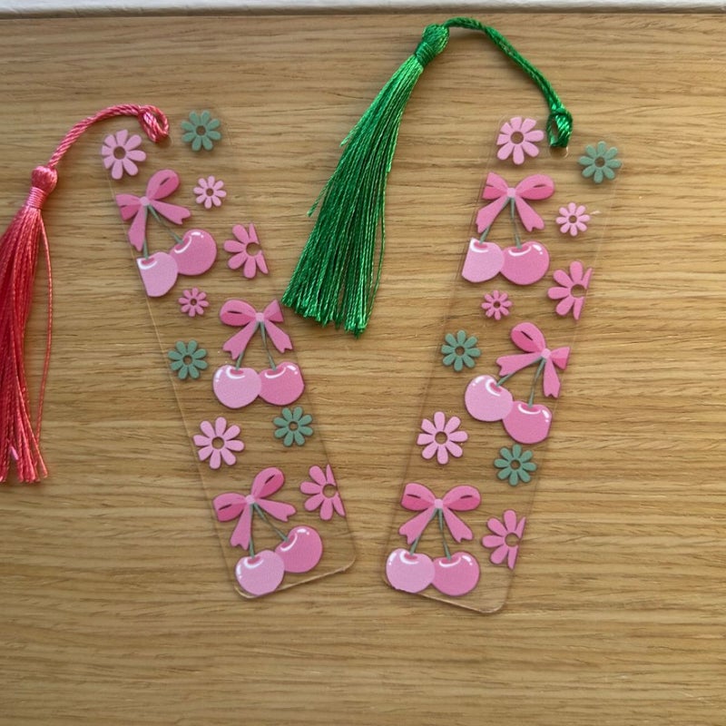 Cherries and flowers bookmark 