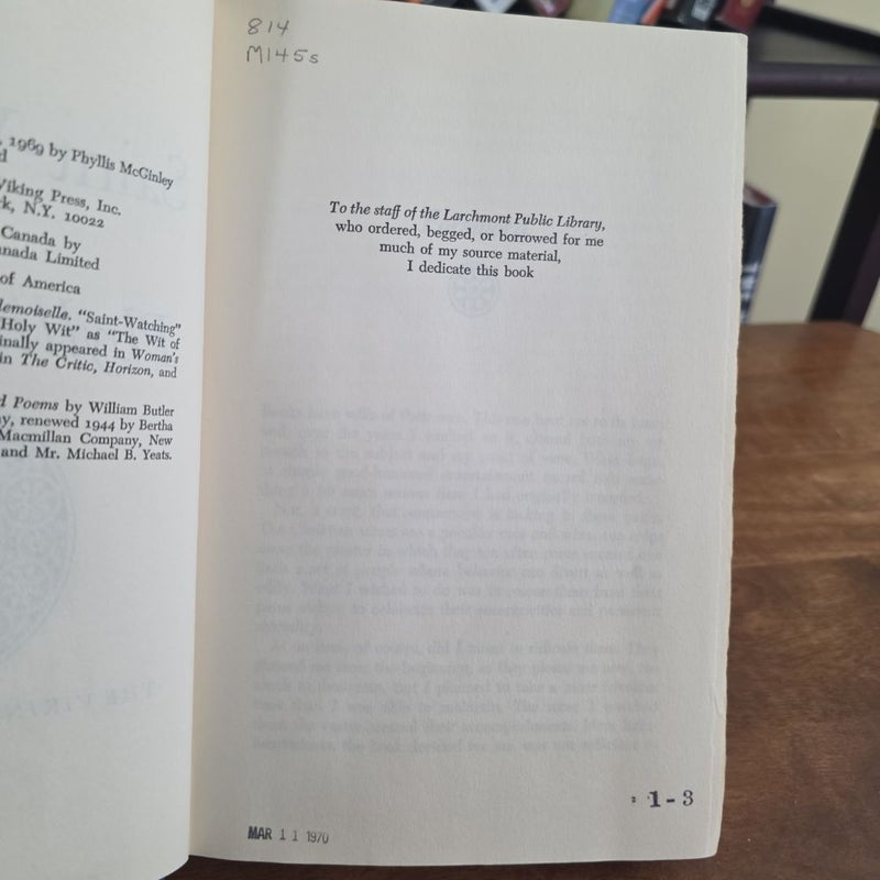 VINTAGE 1969 Saint-Watching by Phyllis McGinley (EX-LIBRARY) 