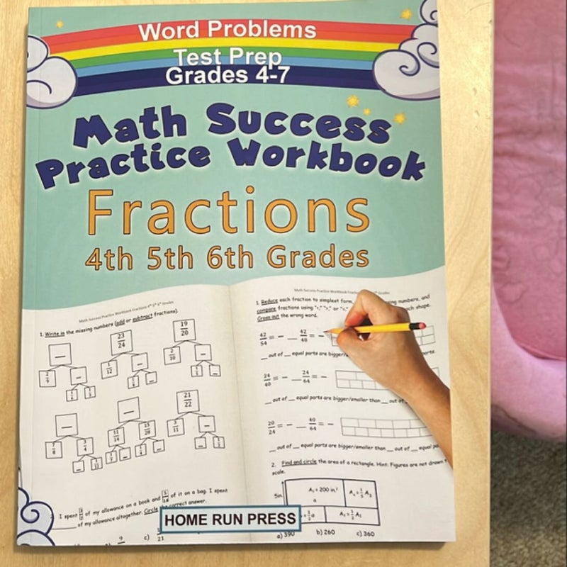 Math Success Practice Workbook Fractions 4th 5th 6th Grades