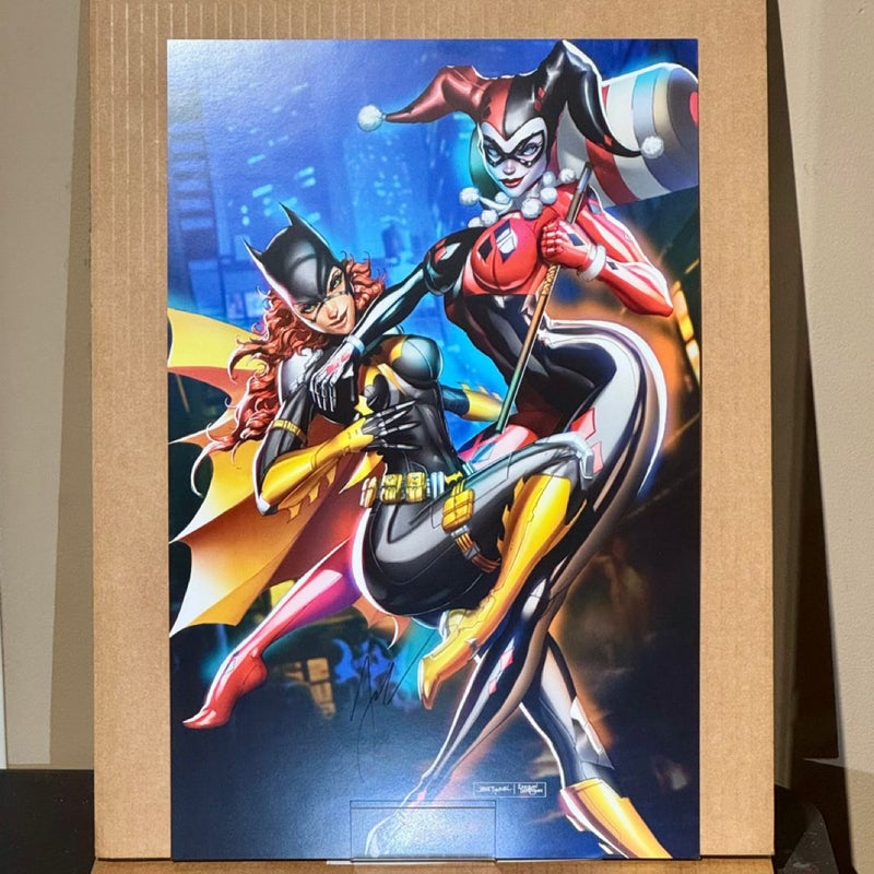 Batgirl and Harley Quinn Art Print DC Comics Signed