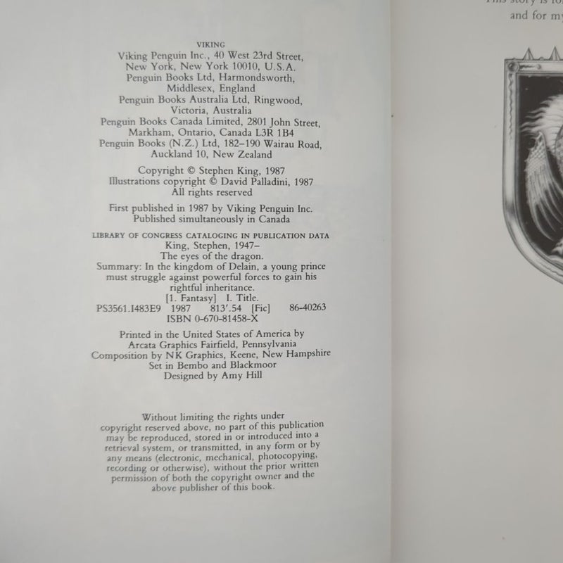 The Eyes of the Dragon (First Print)