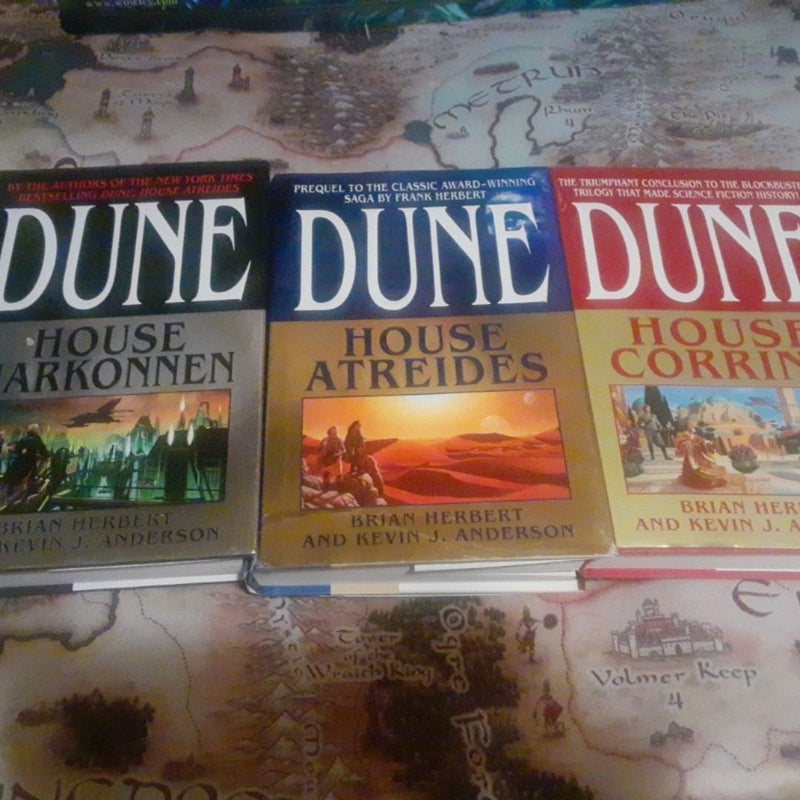 Dune Hardcover Prequel Trilogy 3 Book Lot! House Atreides, House Harkonnen, & House Corrino.
1st editions.

=0

