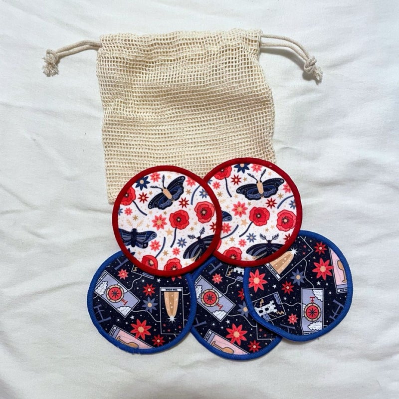 FREE SHIPPING! Illumicrate Exclusive: Moths and Poppies Reusable Makeup Pads