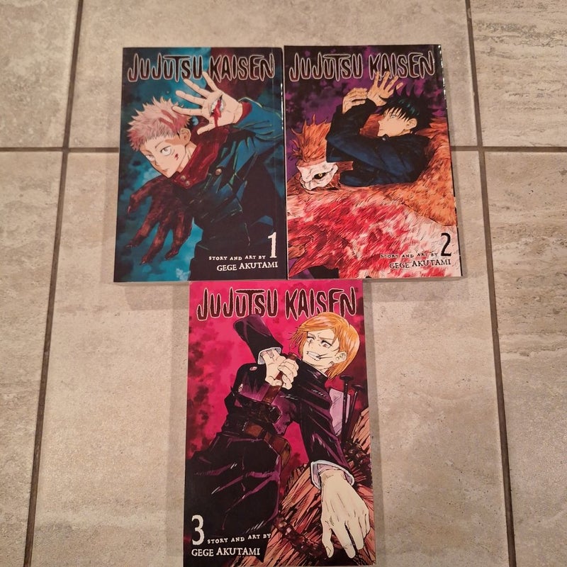 Jujutsu Kaisen, Vol. 1 Vol.2 and Vol. 3. Set of Three JJK books. Lot of three. 