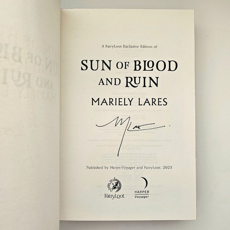 Fairyloot NEW Sun Of Blood And Ruin digitally signed by Mariely Lares