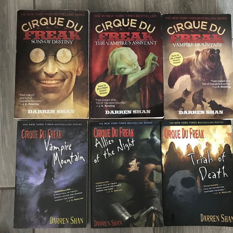 Lot Of (6) CIRQUE DU FREAK, Middle Grade Teen Horror Novels, Darren Shan, Horror Fantasy (Middle Grade / Teen)