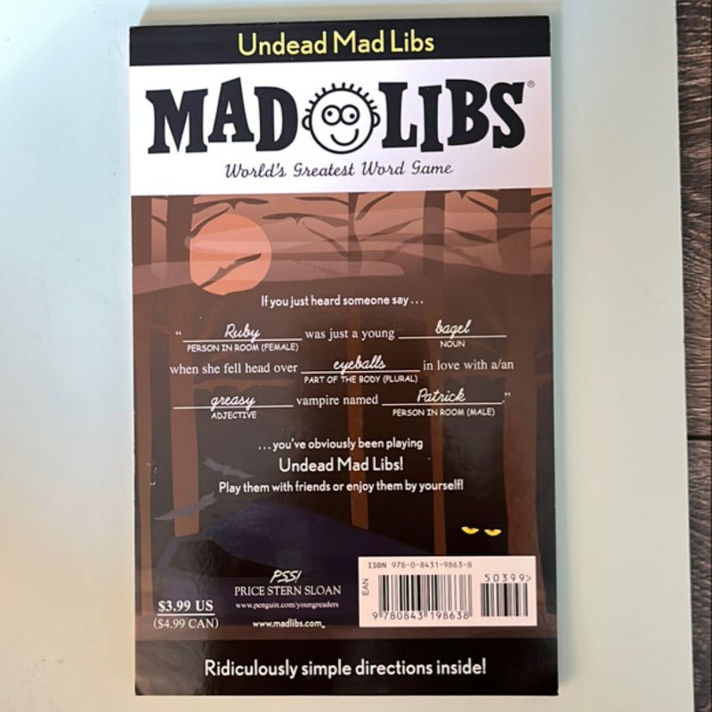 Undead Mad Libs