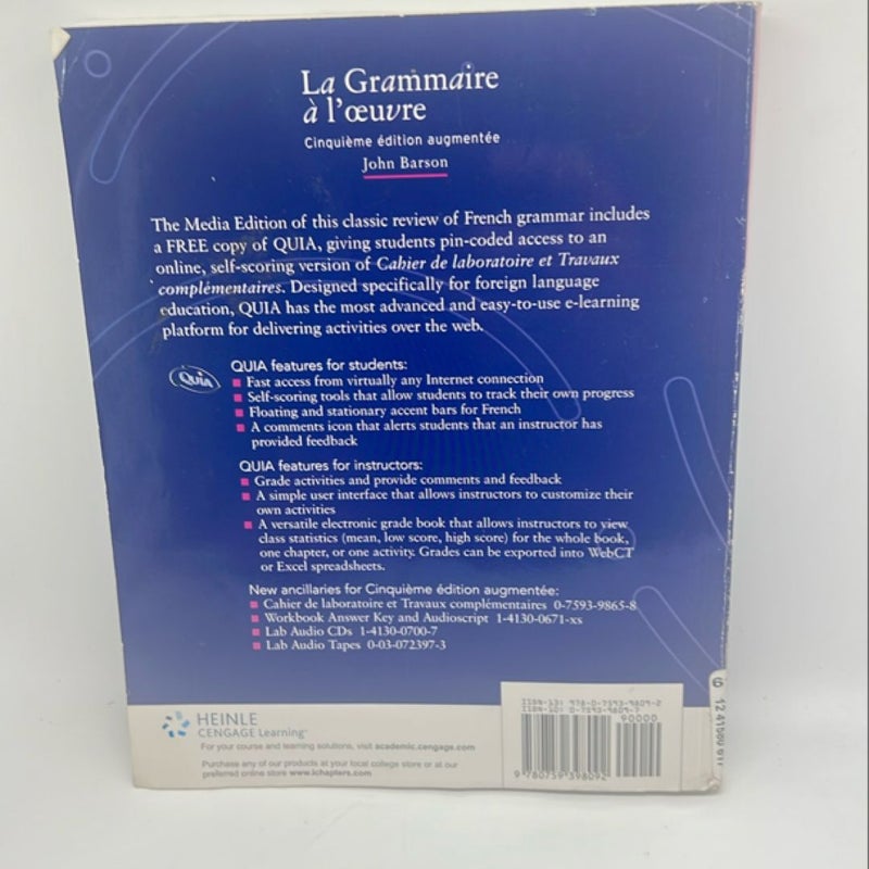 La Grammaire ... l'oeuvre : Media Edition (with Quia)