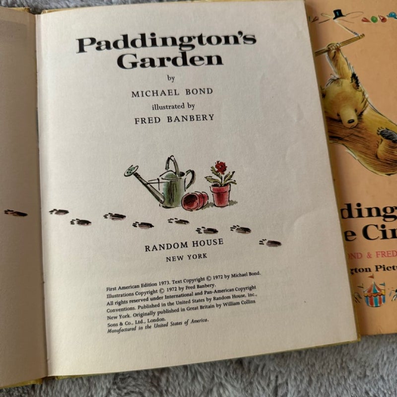 VINTAGE Paddington’s Garden & Paddington At The Circus (Set of 2) • 1st American Editions